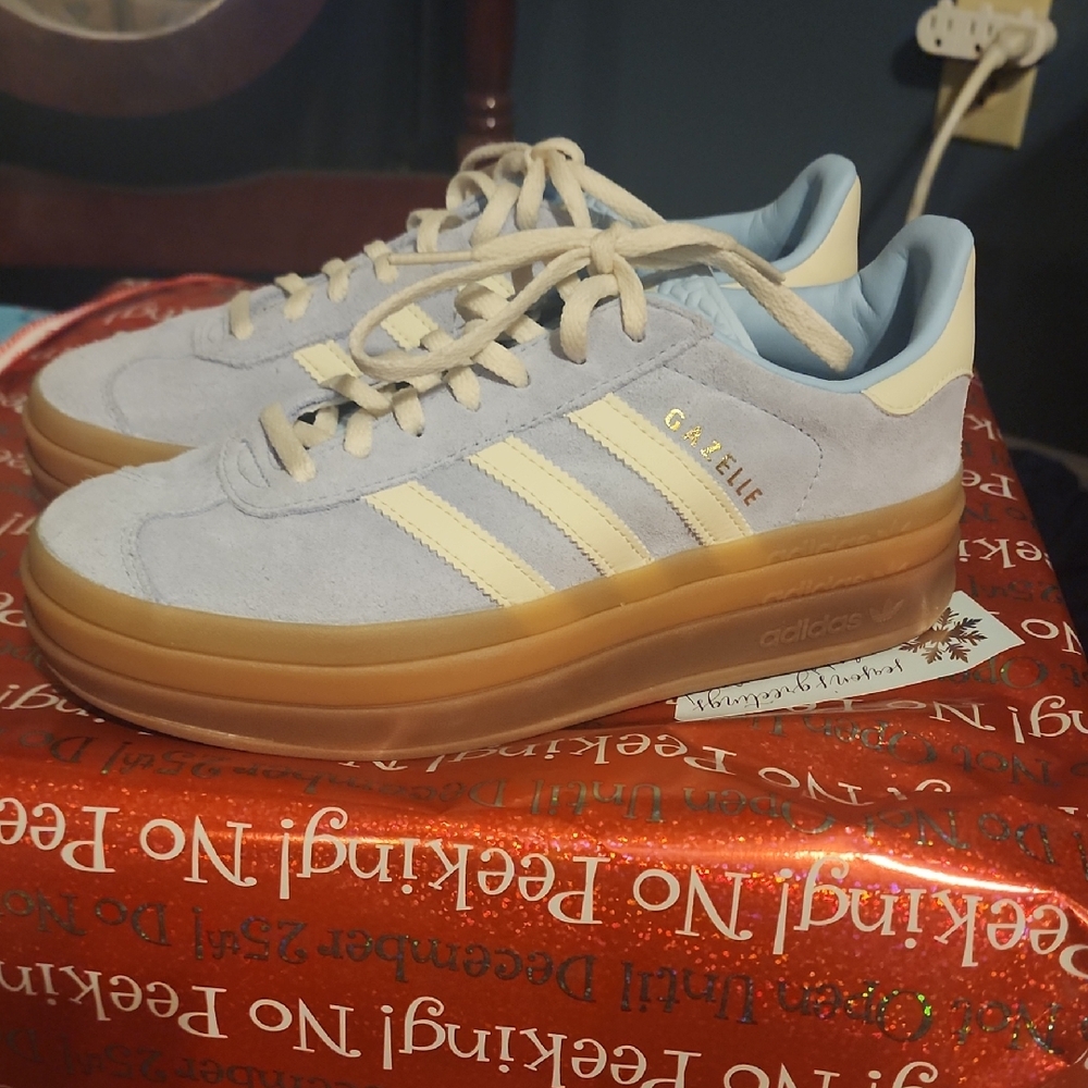 adidas Gazelle Sky Blue and Cream Sneakers